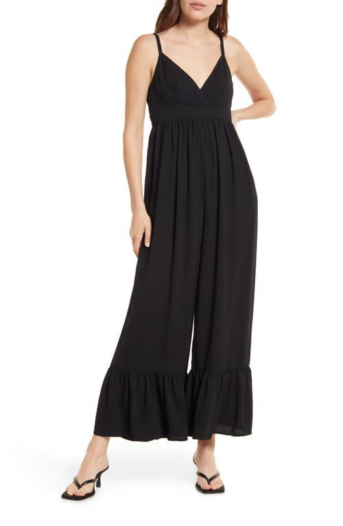 Chelsea28 Deep V-Neck Jumpsuit in Black at Nordstrom, Size Small | Nordstrom