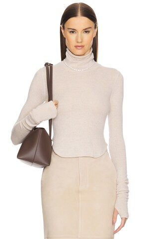 Helsa Alva Cashmere Turtleneck in Heather Oatmeal from Revolve.com | Revolve Clothing (Global)