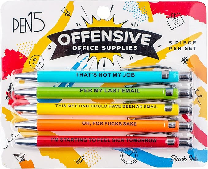 OFFENSIVE CRAYONS Pens- Funny pens, office stationary, gag gift, funny gift, 5 Count (Pack of 1) | Amazon (US)