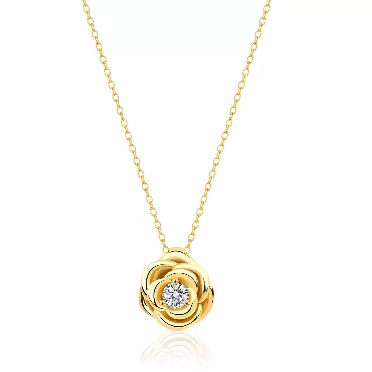 Molenia 14K Gold Plated Rose Pendant 925 Sterling Sliver Necklace for Women Cubic Zirconia Jewelr... | Target