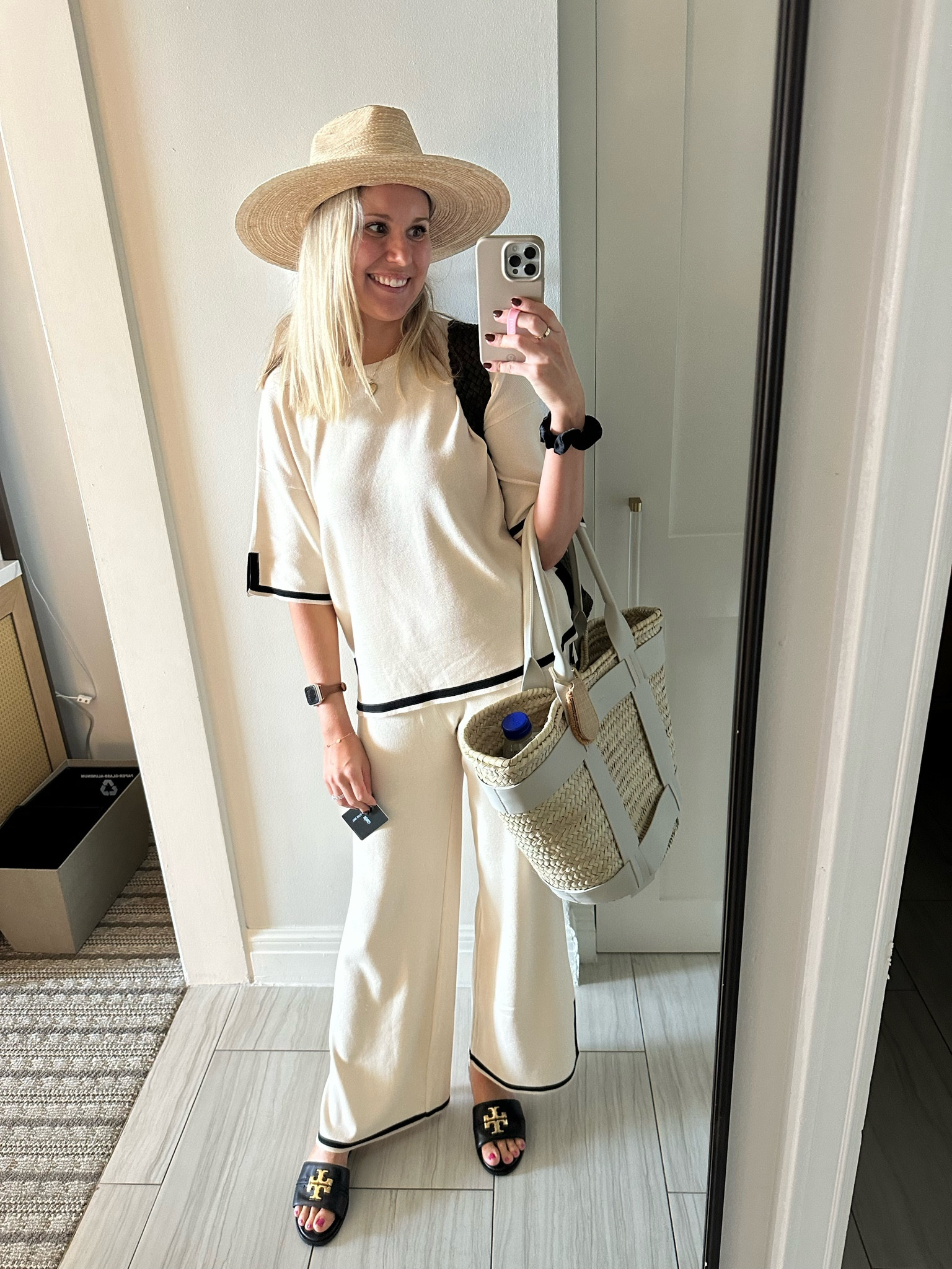 Girls trip travel day outfit - sunshine tienda hat, Tory Burch slides, Amazon sweater set, demellier beach bag

#LTKtravel #LTKSeasonal #LTKshoecrush