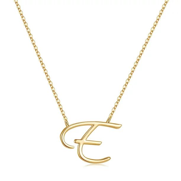 AUNOOL Initial Necklaces for Women Girls 14K Gold Plated Cursive Letter Pendant Necklace for Wome... | Walmart (US)