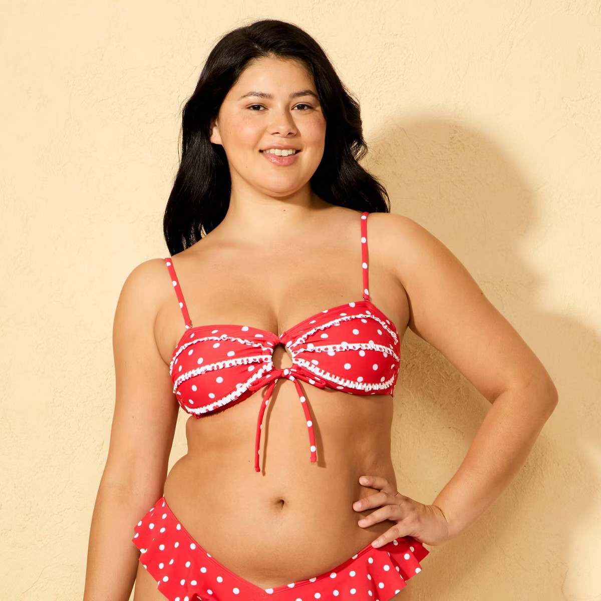 Women's Polka Dot Ruffle Bandeau Bikini Top - Wild Fable™ | Target