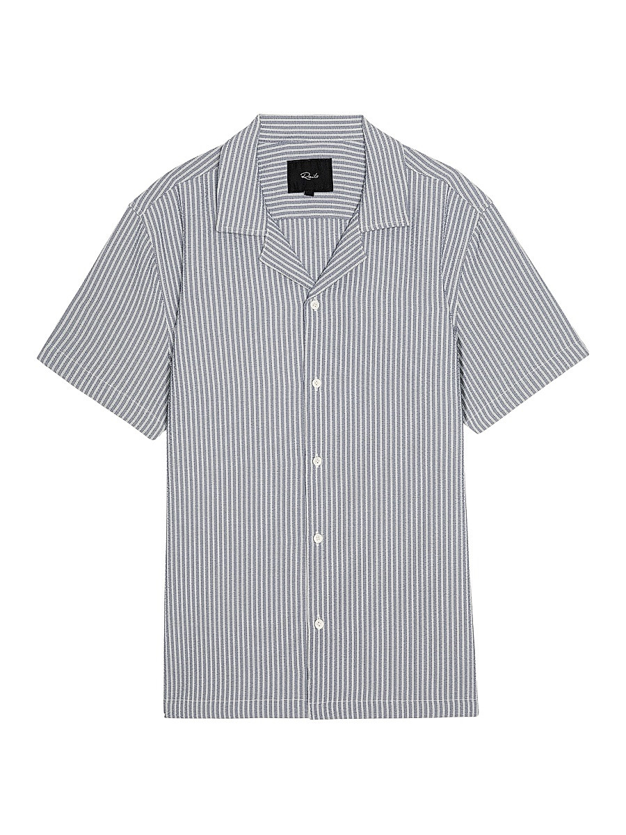 Men's Amalfi Deck-Striped Seersucker Shirt - Navy Deck Stripe - Size XXL | Saks Fifth Avenue