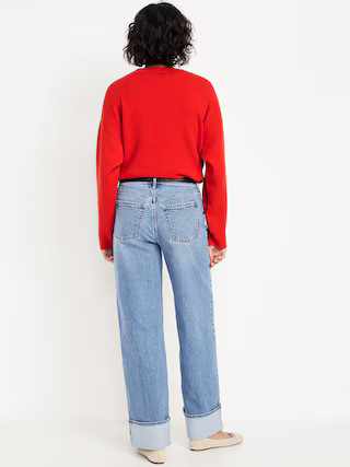 Extra High-Waisted Cuffed Wide-Leg Jeans | Old Navy (US)