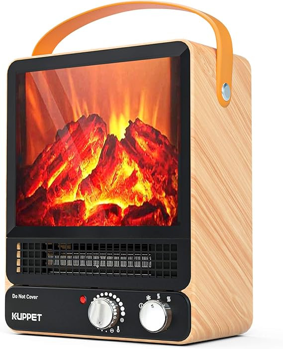 Portable Fireplace Heater Mini Electric Fireplace Tabletop 750W/1500W, Realistic Embers,2 Setting... | Amazon (US)