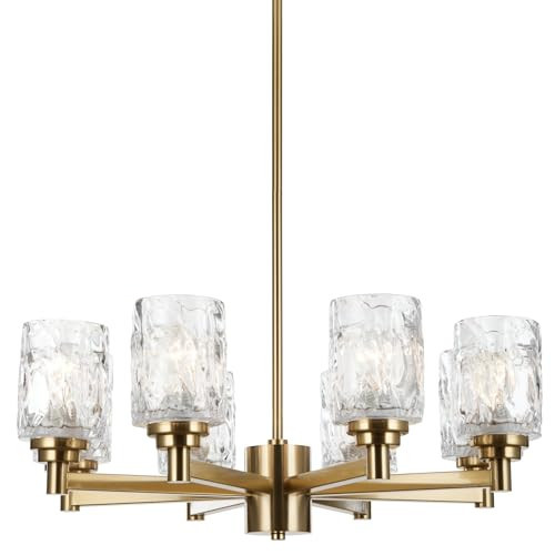 ALICE HOUSE 26" Dining Room Chandeliers, 8 Light Brushed Brass Contemporary Farmhouse Light Fixture for Kitchen and Living Room AL5095-H8 | Amazon (US)