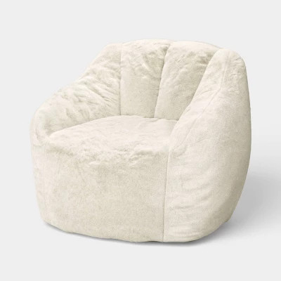 Dorm Compressed Foam Bean Bag Chair Cream Shearling - Room Essentials™ | Target