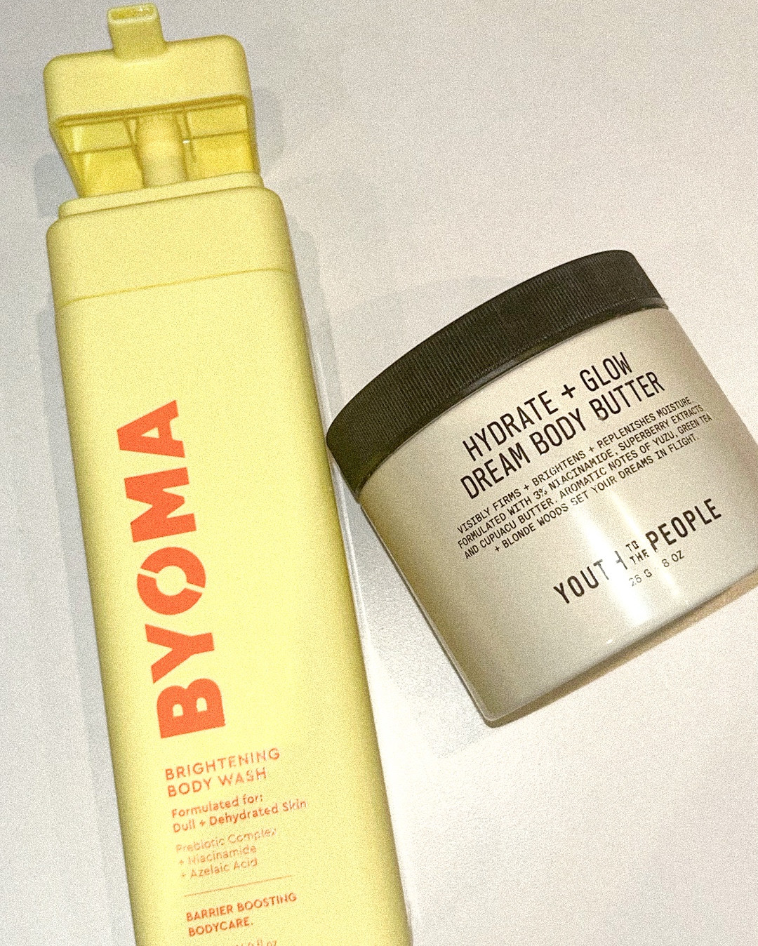 Favourite body skincare for fall 🍂🧴
(Vegan and cruelty-free) 🐰 
⭐️ YOUTH TO THE PEOPLE dream body butter — the green tea & yuzu blonde wood scent combo has me addicted. I’m a sucker for anything woodsy. The yuzu and green tea add that relaxing, spa smell to it. Absorbs into the skin nicely leaving a satin-y finish. I love applying this right after my shower and going straight to bed. I can smell it on my sheets and it caaaalms me 🐽 the consistency is like a cream, not super thick but just right. I think this is perfect for normal to very dry skin 

Niacinamide, super berry extracts, cupuacu butter. The way I wish you could smell this through this screen rn. 

⭐️ BYOMA brightening body wash — azelaic acid, niacinamide. Barrier boosting, lathering body gel wash. I picked this up at the drugstore bc the bottle was so cute and I wanted a good lathering wash. I really like the pump, large bottle, and it smells so nice and light. They also have a blue bottle that’s for moisturizing. I’m going to pick that up next!! 

#LTKBeauty #LTKSaleAlert #LTKFindsUnder50