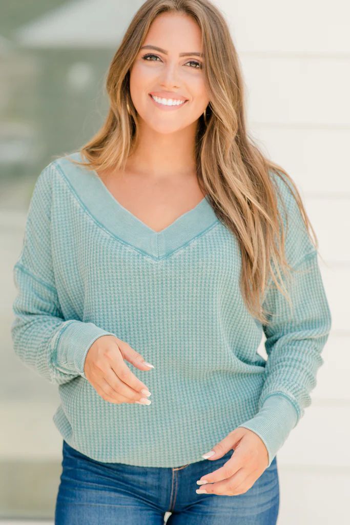 Z Supply: Emilia Storm Blue Thermal Top | The Mint Julep Boutique