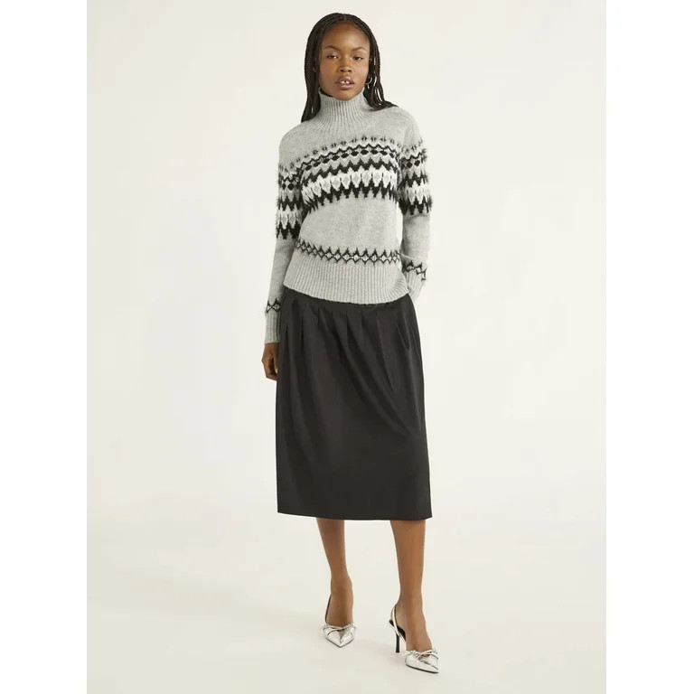 Free Assembly Women’s Fair Isle Turtleneck Sweater, Midweight, Sizes XS-XXXL | Walmart (US)
