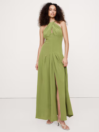 Matte Silk Halter Maxi Dress | Banana Republic (US)