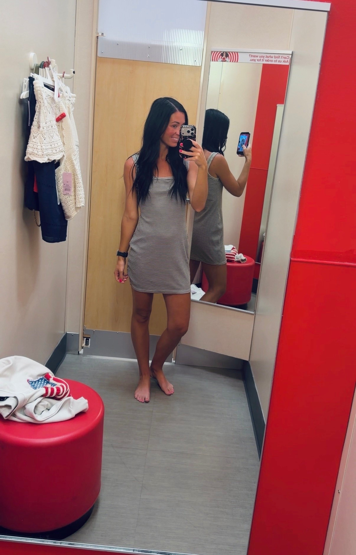 Striped tank top dress. Wearing XS but need XXS. #target #targetstyle #targetfashion

#LTKootd #LTKPetite #LTKSaleAlert