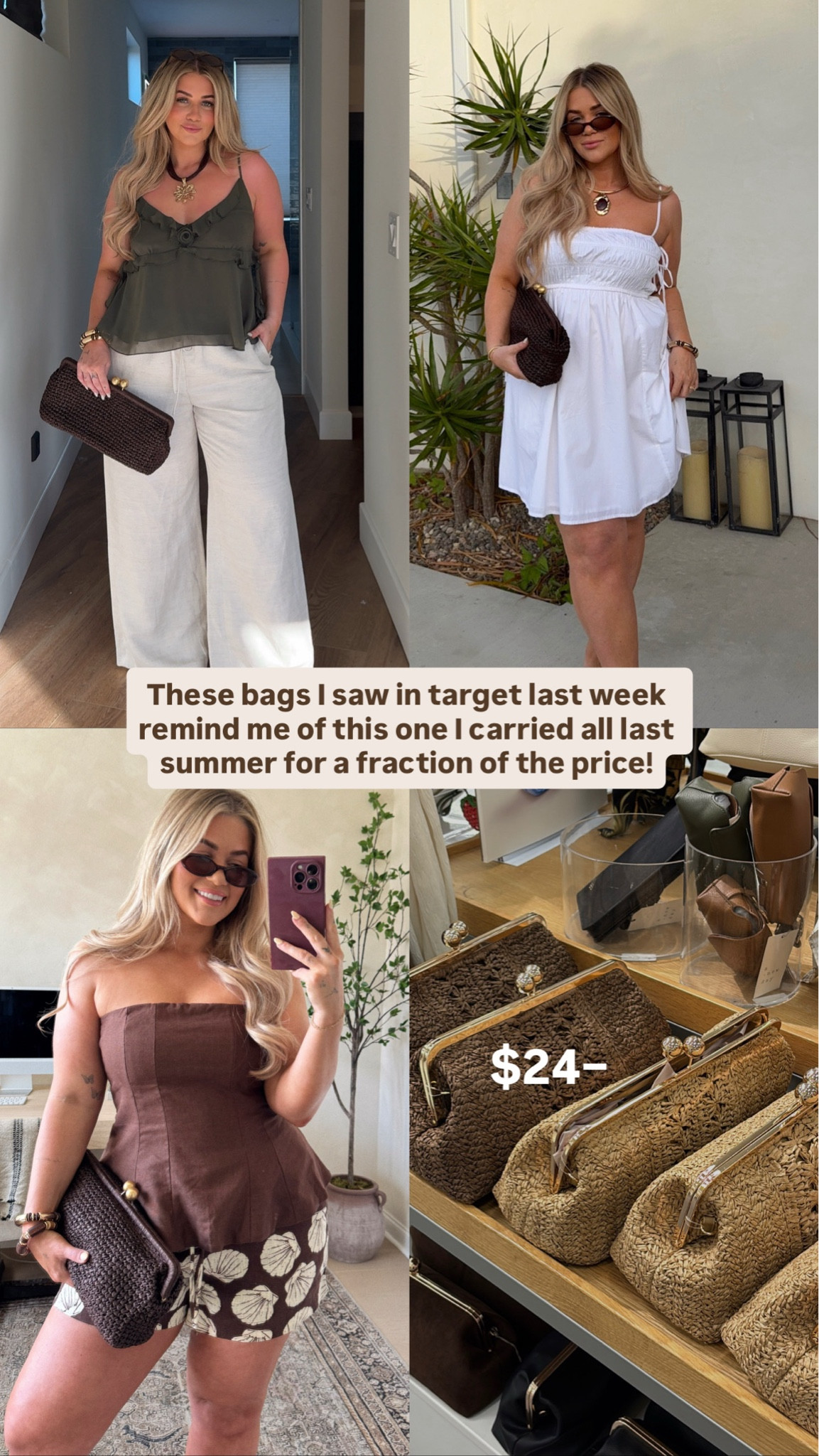 This clutch reminds me so much of my fave one from last summer🤎 on sale for $24 today!!! Fits were all from last year but linked this years versions 

#LTKSaleAlert #LTKMidsize #LTKootd