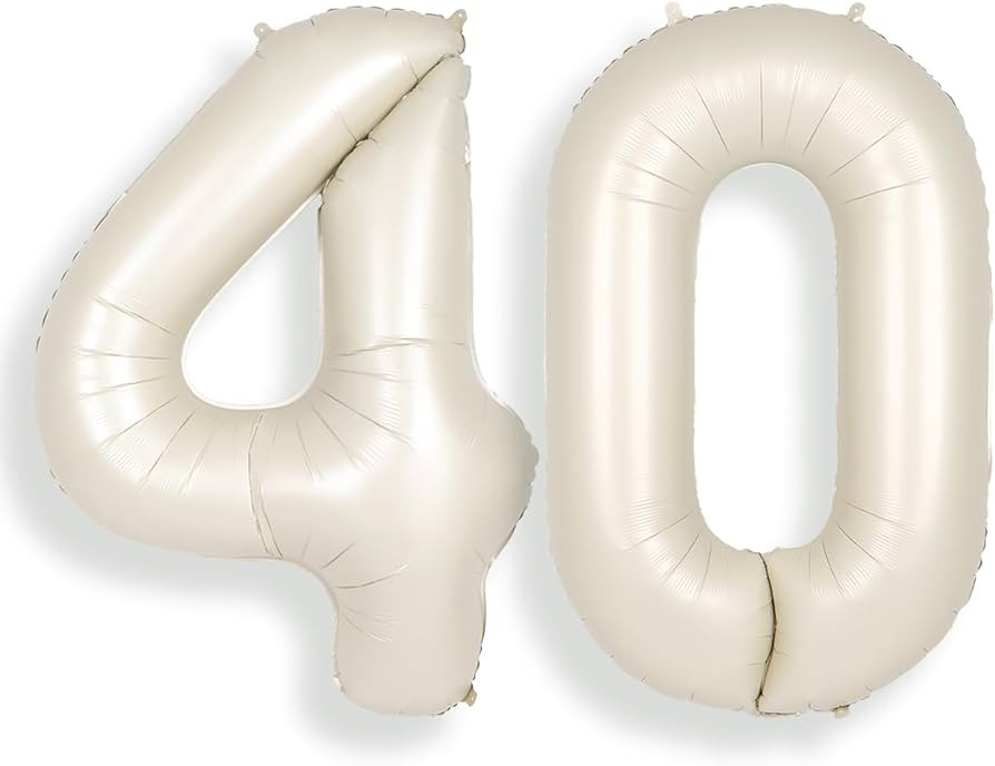 SUWEN 40 Inch Large Cream White 40 Balloon Numbers Big Foil Helium Number Balloons 0-9 Jumbo Happ... | Amazon (US)