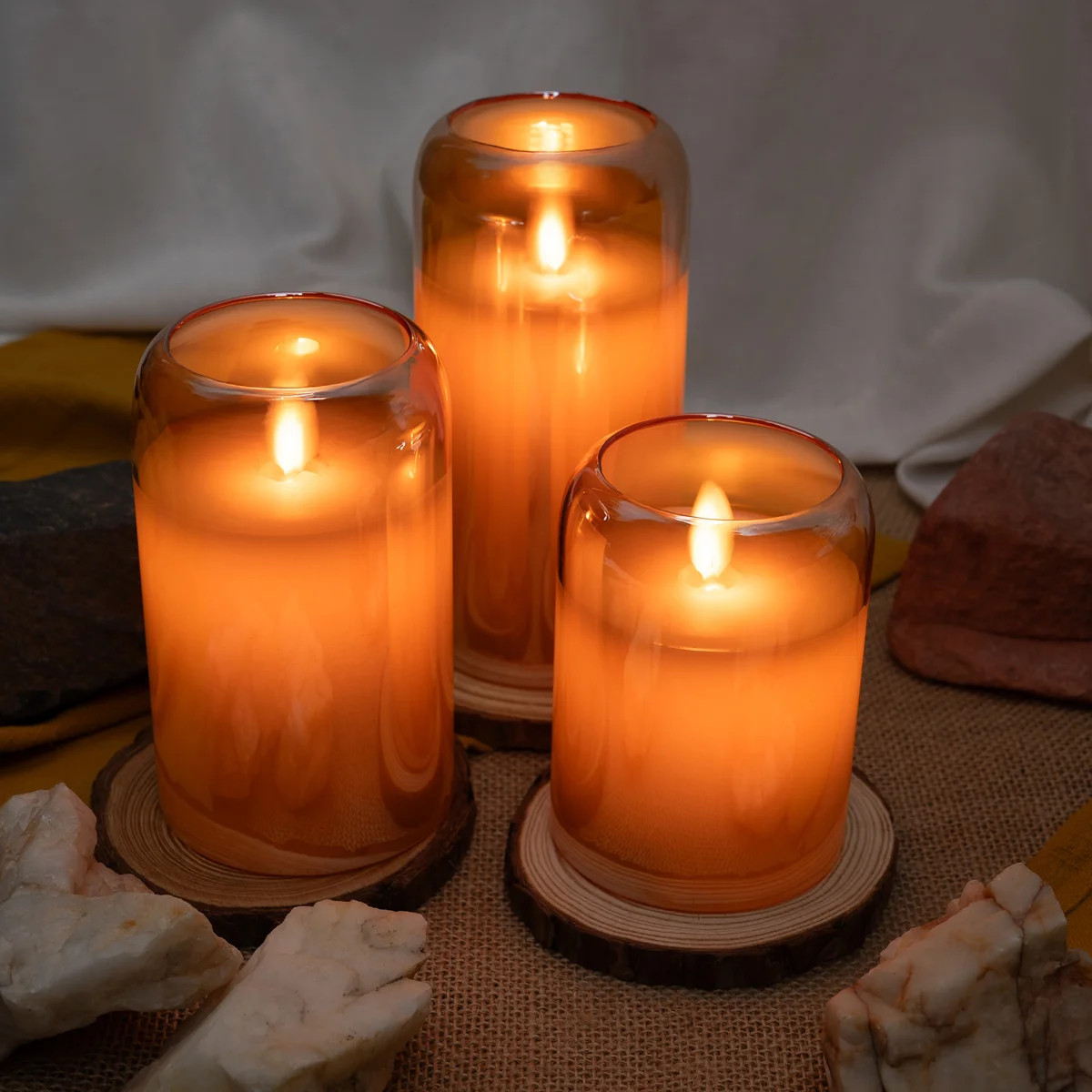 LED Mirrored Glass Round Hurricane Pillar Flameless Candles, Real Wax Moving Wick Dancing Flicker... | Wayfair North America