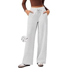 PINSPARK Womens Fleece Wide Leg Sweatpants High Waisted Athletic Sweat Pants Winter Baggy Workout... | Amazon (US)