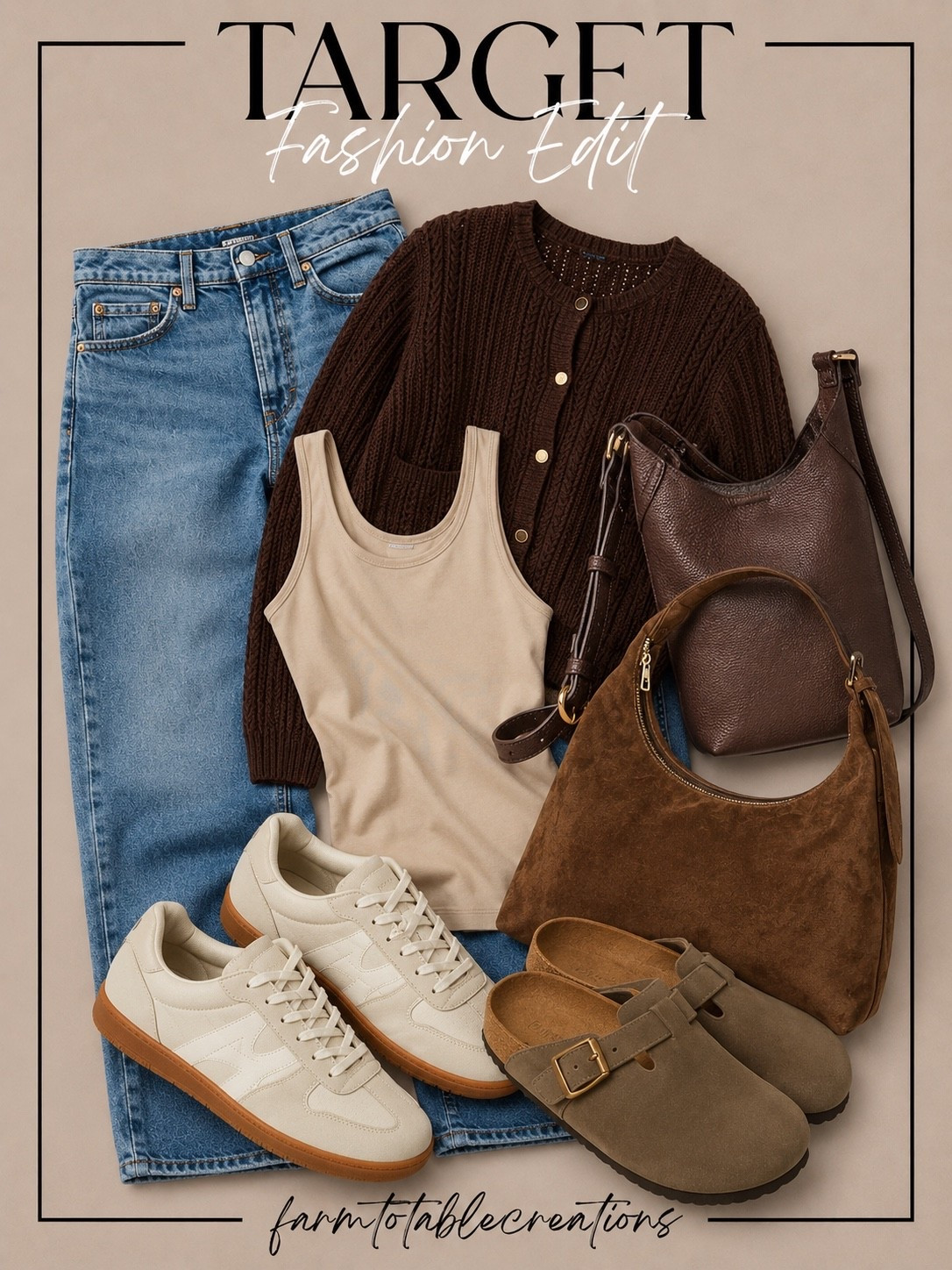 Target Casual Fall Fashion Finds 🤎👟

These Target finds are the definition of easy, everyday fall style! Relaxed denim, a rich chocolate cardigan and a simple neutral tank create the perfect foundation for a cozy outfit that still feels polished and put together.

Follow @farmtotablecreations on Instagram for more cozy home finds and trending decor.

Finish the look with neutral sneakers for an everyday casual outfit or swap in the clogs for an extra cozy fall feel. The brown bags add that warm seasonal touch and make these pieces so easy to mix and match throughout your fall wardrobe.

#LTKStyle #TargetStyle #TargetFinds #TargetFashion #TargetFashionFinds #FallFashion #FallOutfit #CasualFallStyle #EverydayStyle #AffordableFashion #MomStyle #CozyStyle #FallWardrobe #NeutralFashion #LTKFinds

#LTKHome #LTKSeasonal #LTKOver40
