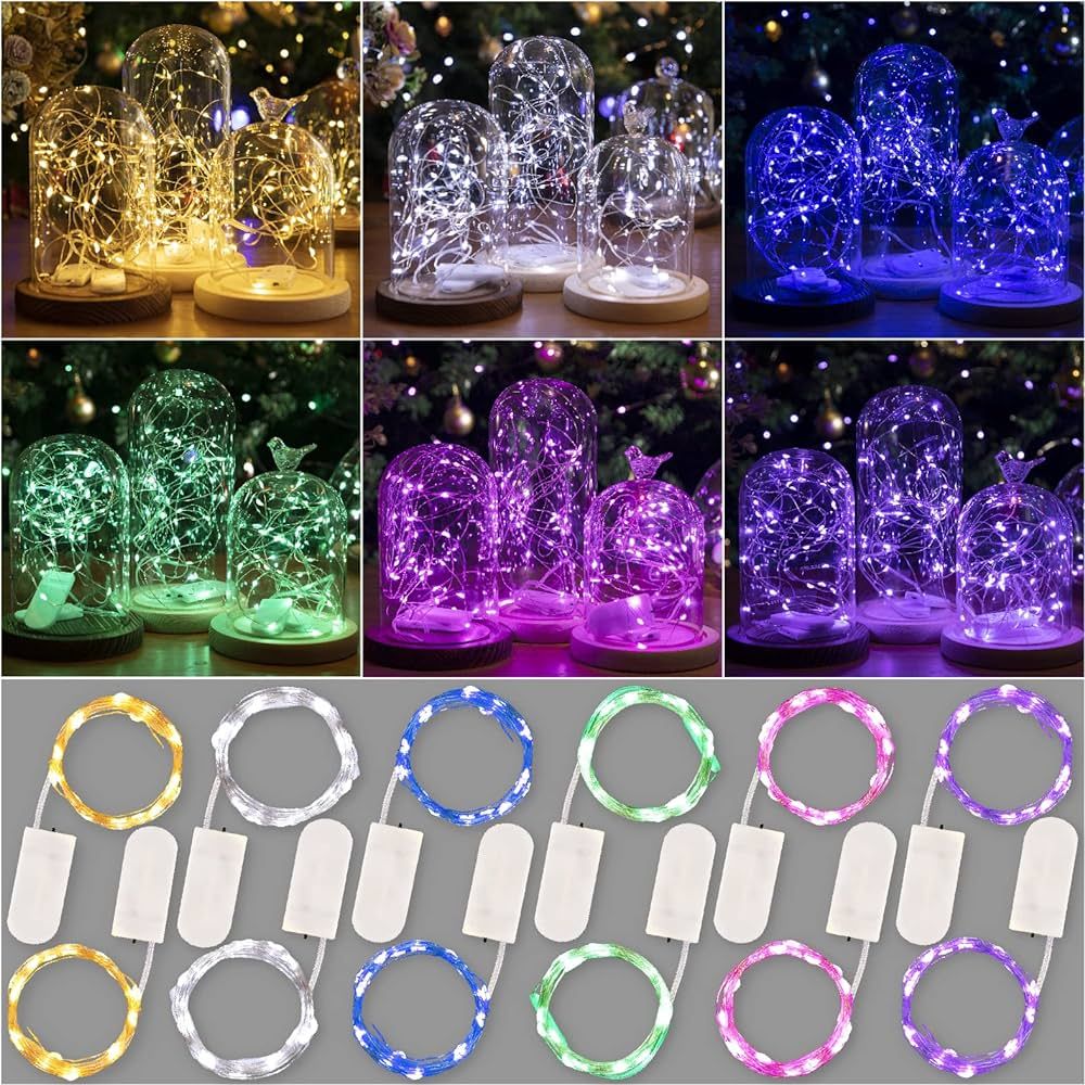HXWEIYE 12 Pack 7ft 20LED Multicolor Fairy Lights Battery Operated for DIY Wedding Gifts Christma... | Amazon (US)