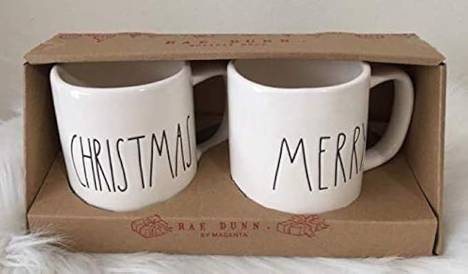 Rae Dunn Set of 2 Mugs MERRY CHRISTMAS - Artisan Collection | Amazon (US)