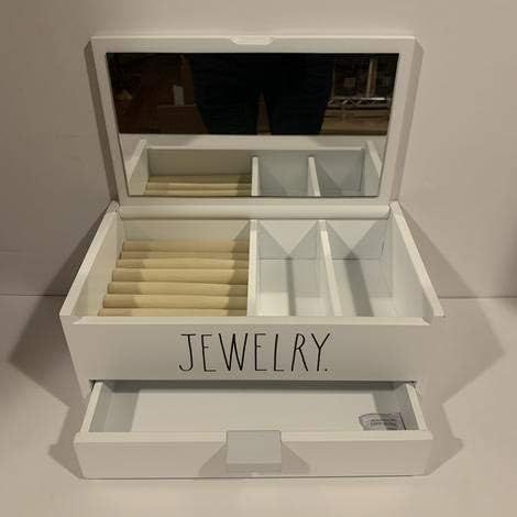 Rae Dunn JEWELRY Box - White wood - with mirror - 10 x 6 x 5 inches | Amazon (US)