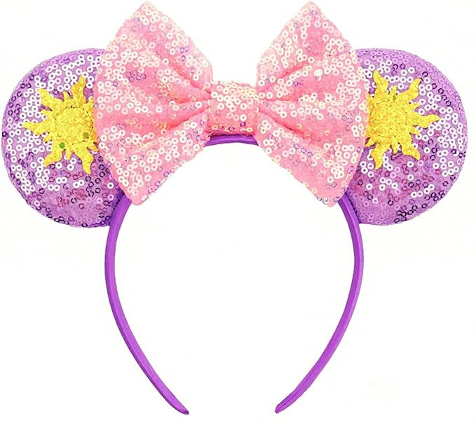 RAZKO Rapunzel Minnie Ears Headband, Sequin Mickey Ears Headband Mouse ears Headband for Women Gi... | Amazon (US)