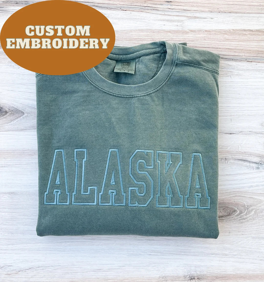 Custom Embroidered Comfort Colors Sweatshirt, Varsity Crewneck, Embroidered Sweatshirt, Personali... | Etsy (US)