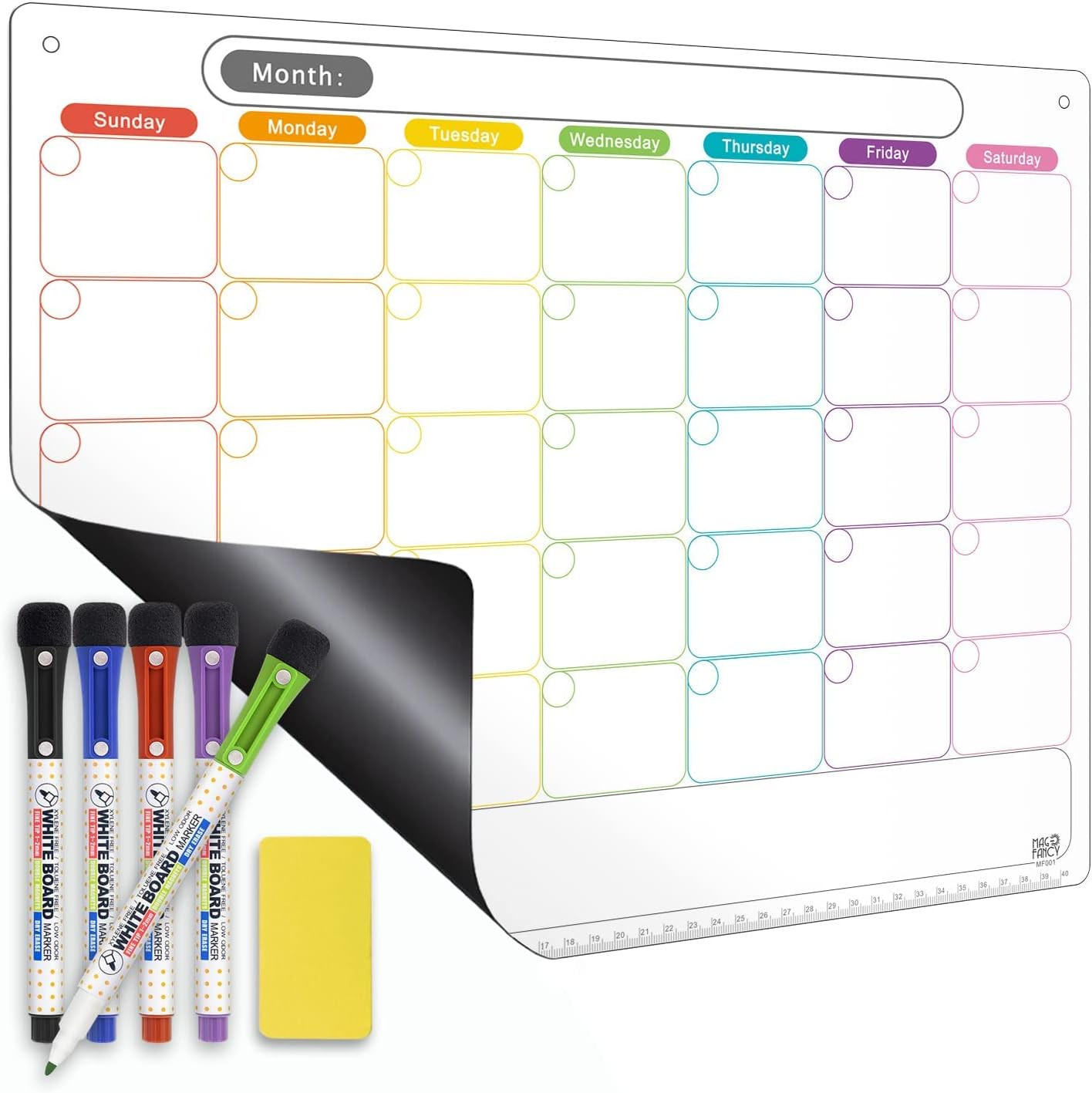 Dry Erase Calendar Kit- Magnetic Calendar for Refrigerator - Monthly Fridge Calendar Whiteboard w... | Amazon (US)