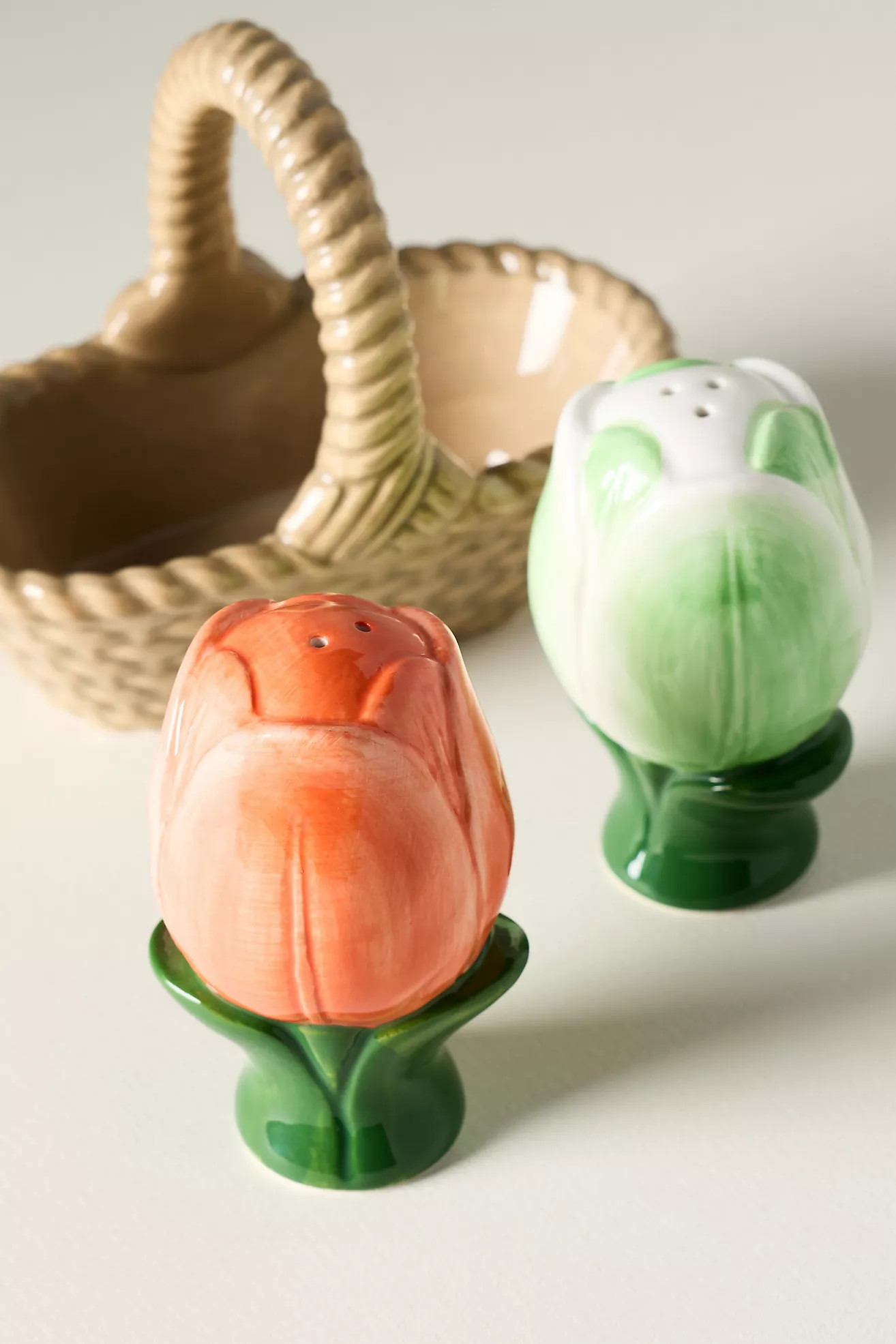 Louise Stoneware Salt & Pepper Shakers in Basket | Anthropologie (US)