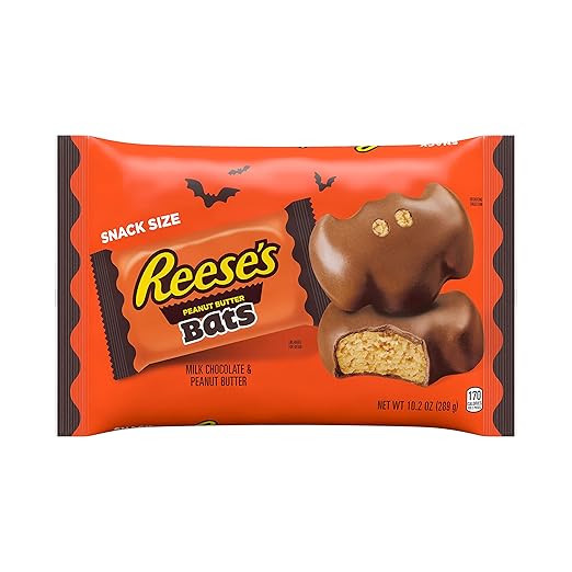 REESE'S Milk Chocolate Peanut Butter Snack Size Bats Candy, Halloween, 10.2 oz Bag | Amazon (US)