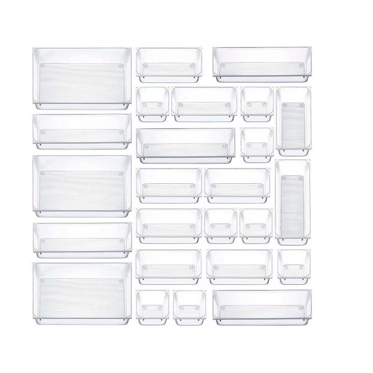 MPM 25pcs Drawer Organizer, 4 Sizes Clear Plastic Desk Divider Storage Bins, Multipurpose Trays, ... | Target
