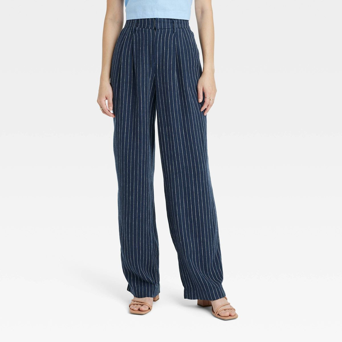Women's High-Rise Linen Pleat Front Straight Trousers - A New Day™ | Target