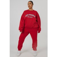 Curve Oversized Embroidered Slogan 90S Joggers Red | Public Desire