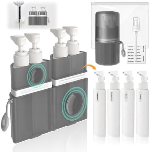 Travel Bottles for Toiletries, TSA Approved Travel Shampoo and Conditioner Bottles with Suction C... | Amazon (US)