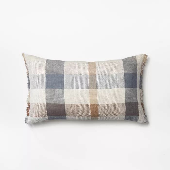 Woven Plaid Throw Pillow Slate Blue/Cream - Threshold™ designed with Studio McGee | Target