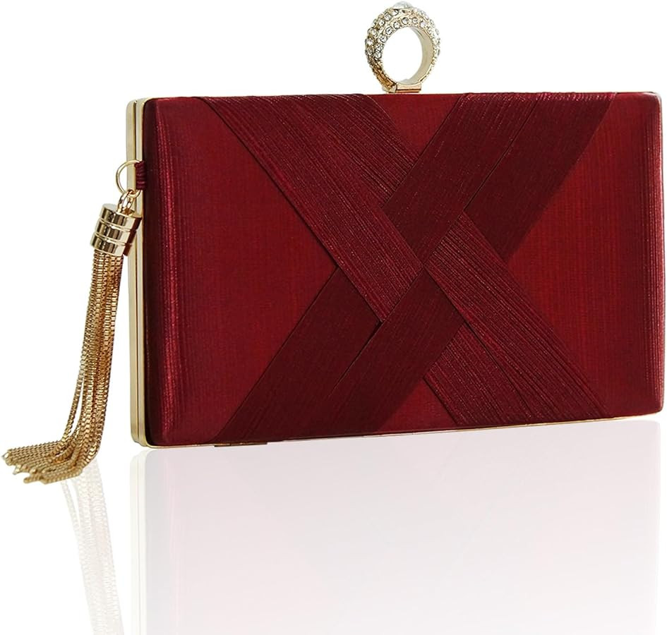 Clutch Purses for Women Tassel Evening Clutch bag Sparkly Diamond Crossbody Shoulder Bag For Wedd... | Amazon (US)
