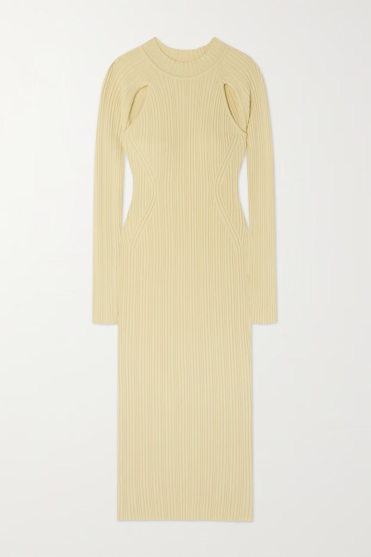 LVIR - Cutout Ribbed-knit Midi Dress - Yellow | NET-A-PORTER (US)