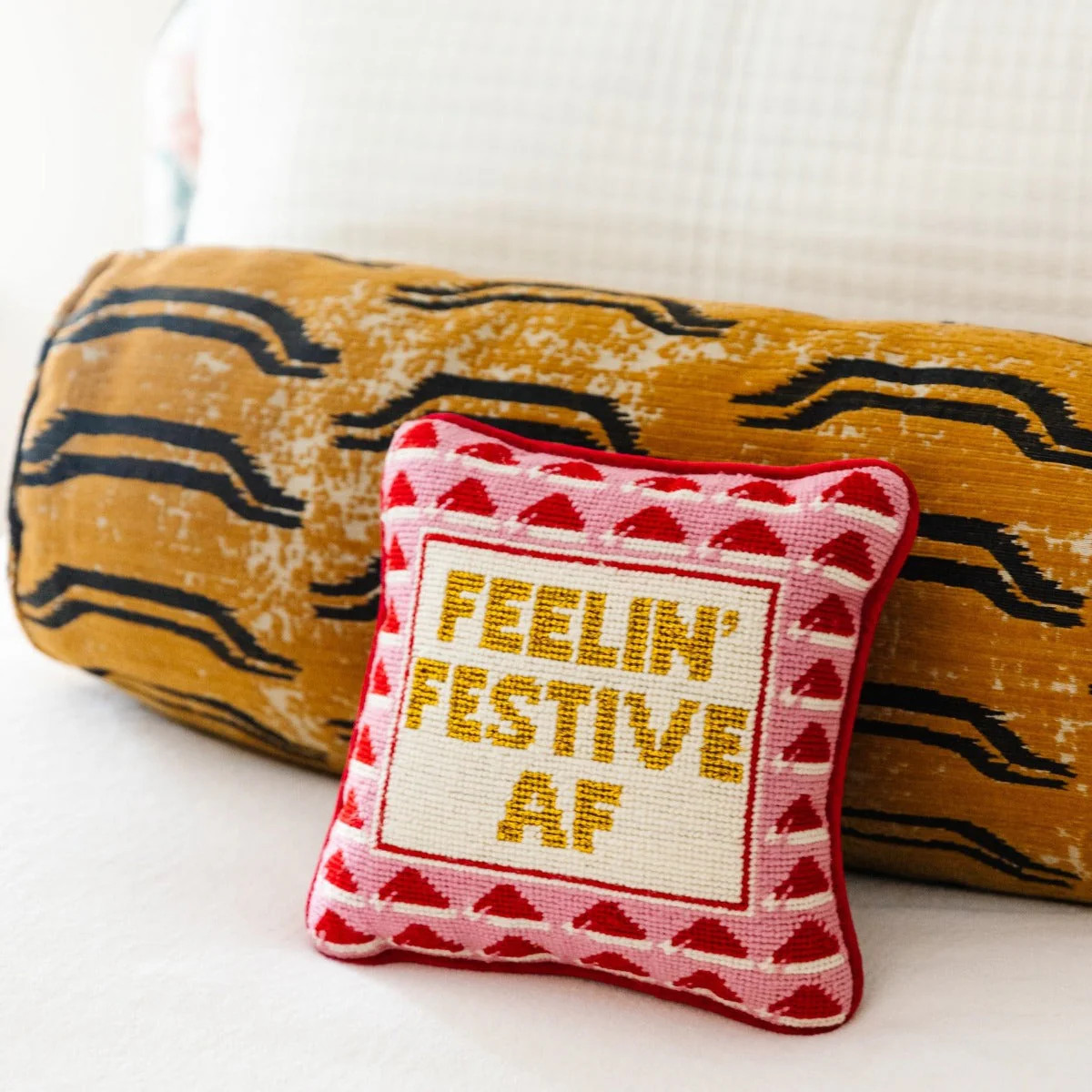 Festive AF Needlepoint Pillow | BuddyLove