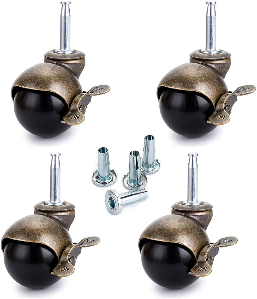 Skelang 2" Ball Caster, Grip Neck Stem Caster with Brake and Sockets, Vintage Antique Swivel Cast... | Amazon (US)