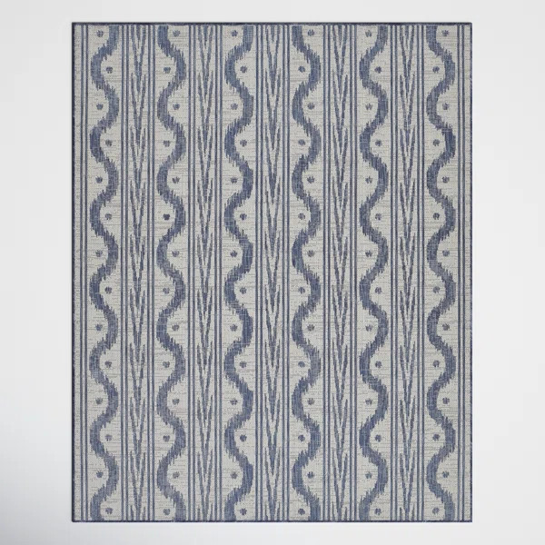 Karini Machine Woven / Power Loomed Blue/White Indoor/Outdoor Rug | Wayfair North America