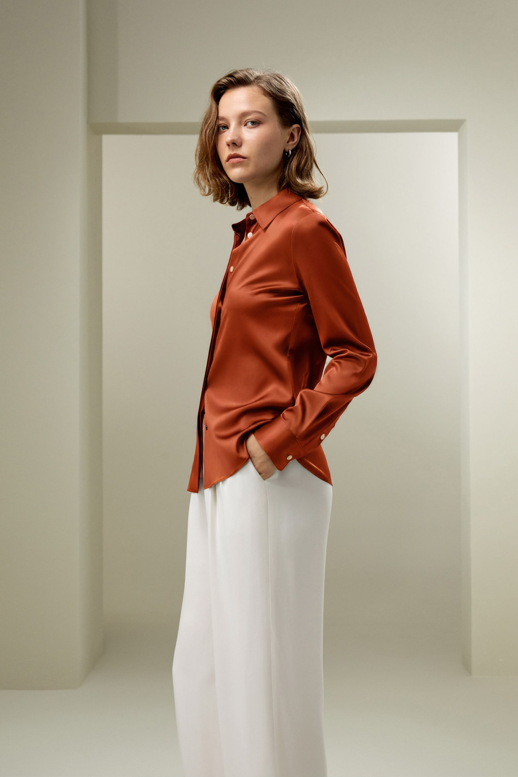 Elegant Silhouette Silk Shirt | LILYSILK