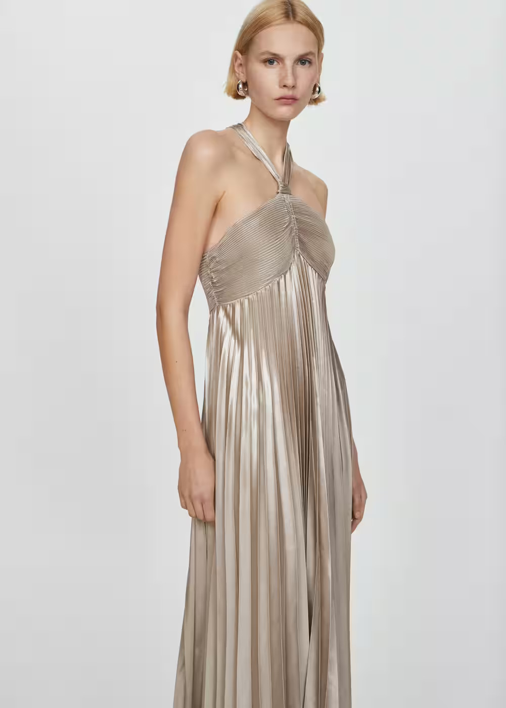 Pleated halter neck dress -  Women | Mango USA | MANGO (US)