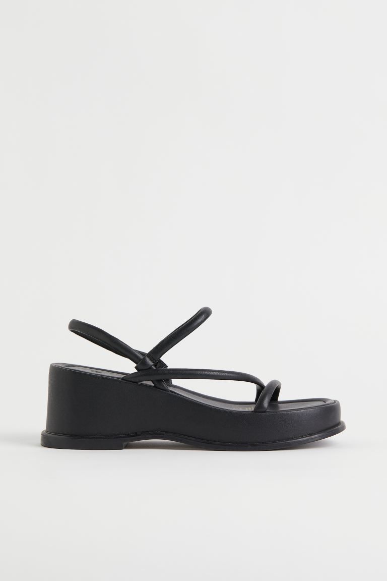 New ArrivalPlatform sandals in imitation leather with wedge heels. Narrow straps over the foot an... | H&M (US)