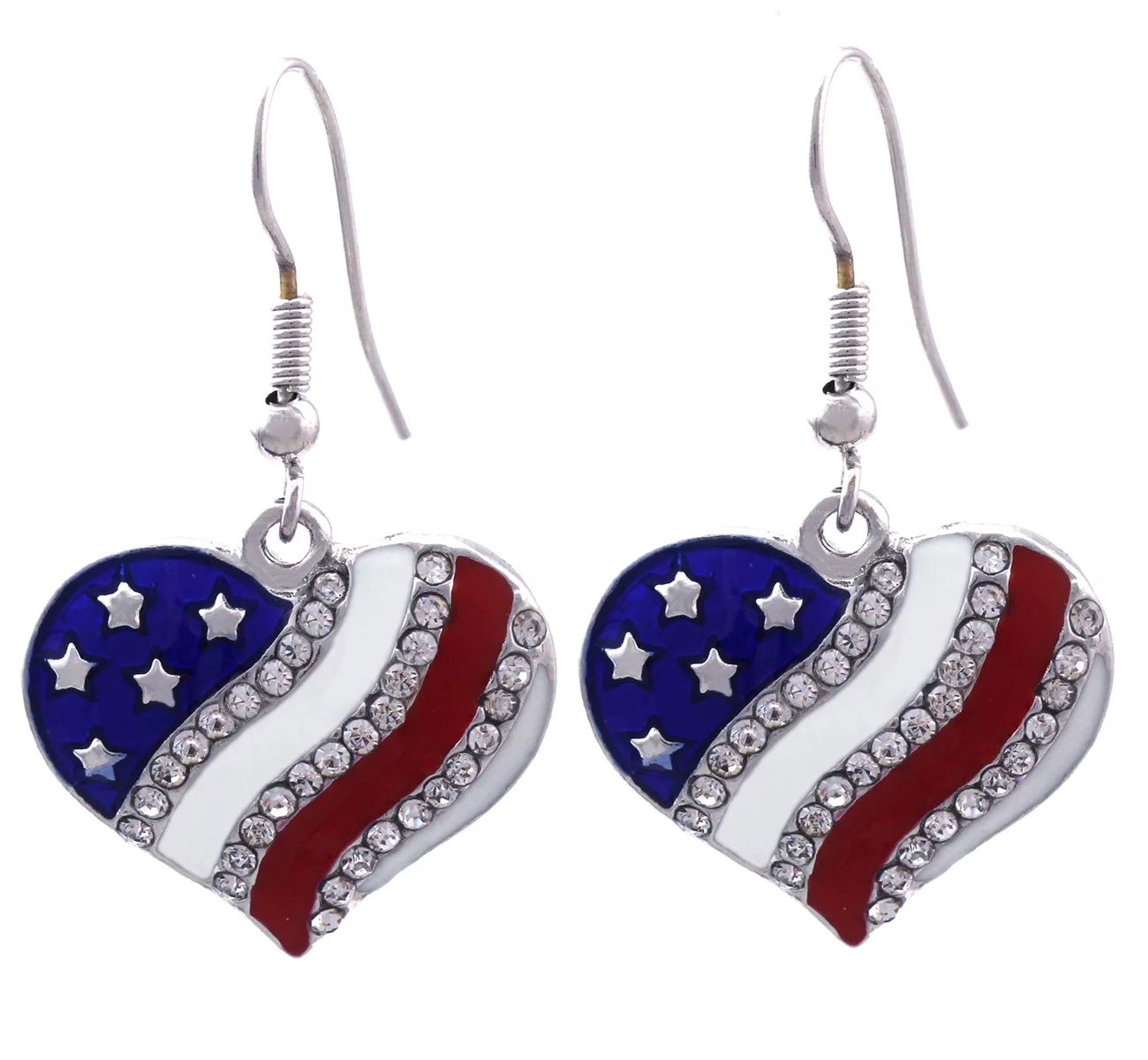 cocojewelry USA American Flag Heart Dangle Hook Earrings Independence Day Jewelry - Walmart.com | Walmart (US)