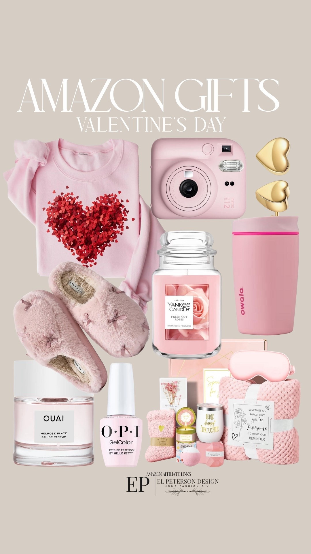 Amazon Fashion
Sweater
Slippers
Nail polish 
Perfume
Gift package
Tumbler
Candle
Earrings
Camera


#LTKValentine