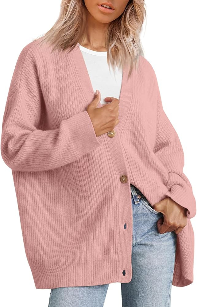 EFAN Women's Cardigan 2023 Open Front Oversized Button Lightweight Sweaters V Neck Loose Cardigan... | Amazon (US)