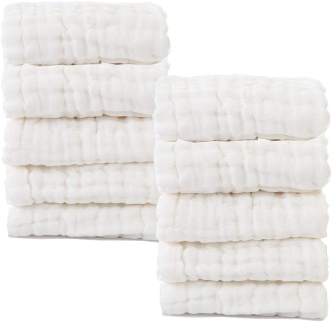 Baby Muslin Washcloths- Natural Muslin Cotton Baby Wipes - Soft Newborn Baby Face Towel for Sensi... | Amazon (US)