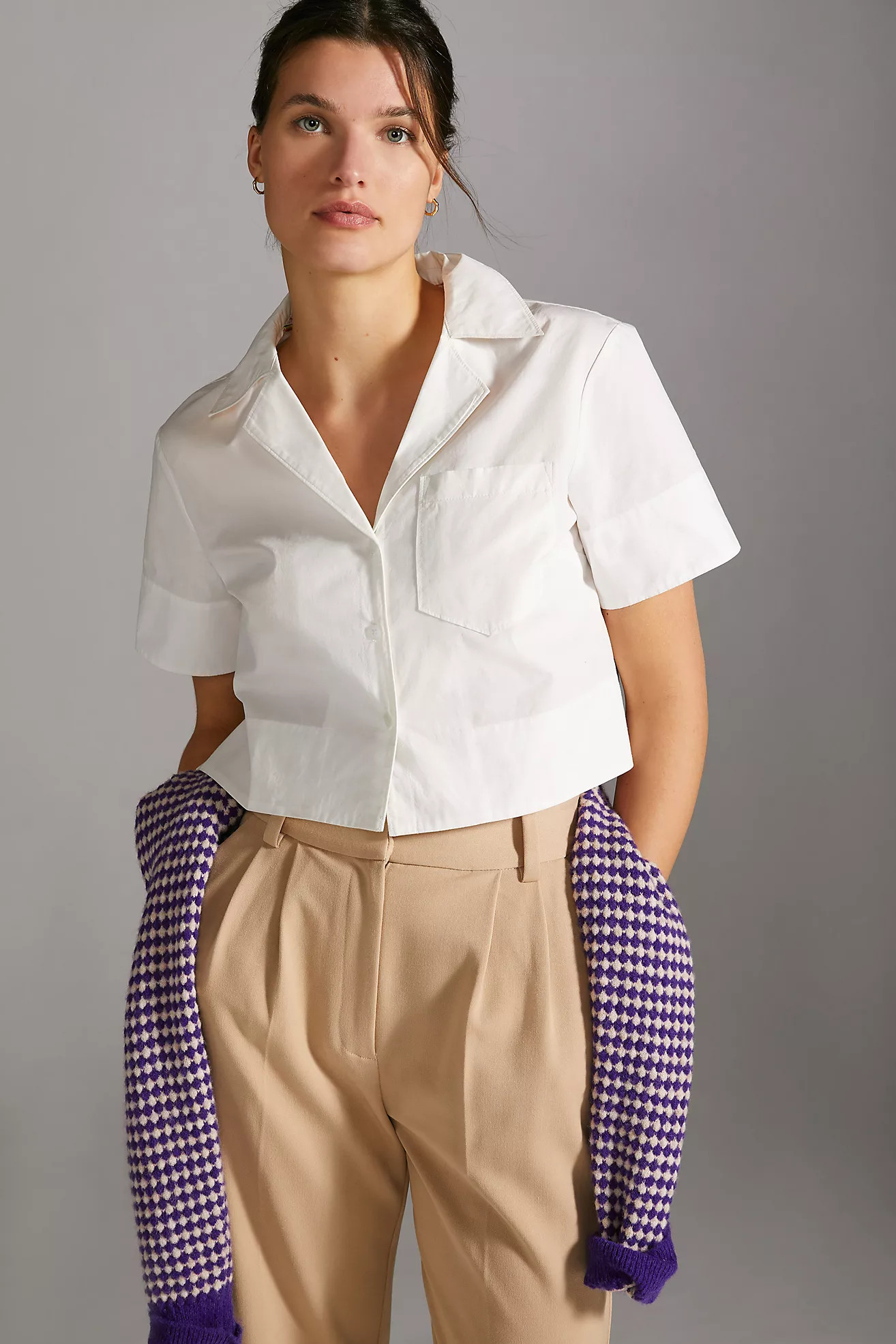Maeve Poplin Cropped Blouse | Anthropologie (US)