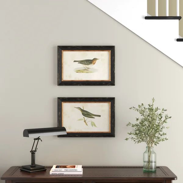 Large Vintage Style Pipit and Warbler Bird Illustrations - 2 Piece Picture Frame Painting Print S... | Wayfair North America