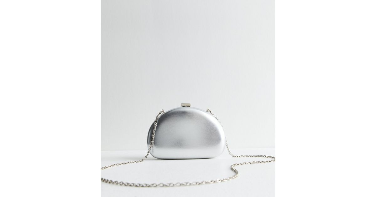 Silver Oval Box Clutch Bag
						
						Add to Saved Items
						Remove from Saved Items | New Look (UK)